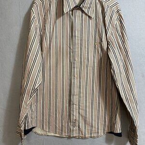 English Laundry Men's Button UpShirt Multi stripe Embroider Long Sleeve Casual L